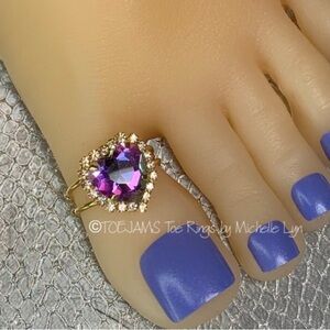 TOE RING Valentine's Day Prismatic Purple Heart Crystal Big Toe Ring